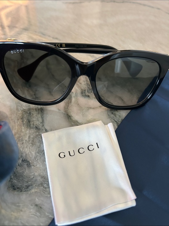 Gucci Accessories - Gucci Black Cat-Eye Sunglasses with Dark Lenses